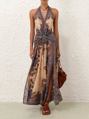Zimmermann Ascension Plunge Halter Dress